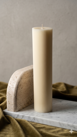 Lumanare canelata dreapta D7xH35 cm -Ivory [1]