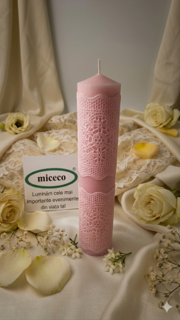 Lumanari Botez Fete - Lumanare dantelata Miceco D5.6xH28 cm