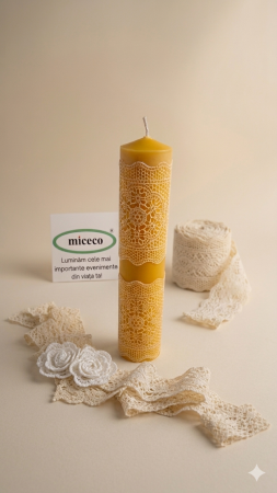 Lumanari Nunta Albastre - Lumanare dantelata Miceco D5.6xH28 cm