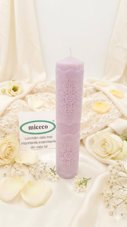 Lumanare Botez Roz - Lumanare dantelata Miceco D5.6xH28 cm