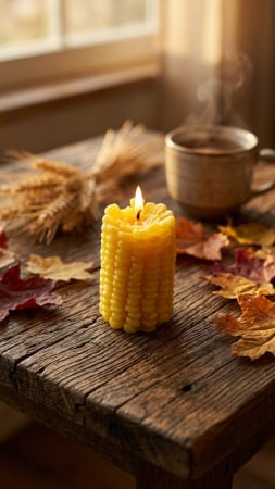 Lumanari Toamna / Halloween - Lumanare decorativa pentru toamna - porumb galben
