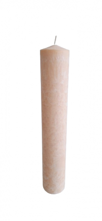 Lumanari Mari - Lumanare naturala D6xH35 cm "Flori de gheata" culoare PIERSICA