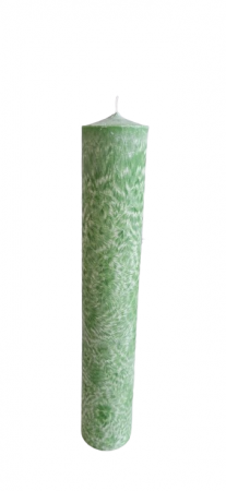 Lumanari Botez Handmade - Lumanare naturala D6xH35 cm "Flori de gheata" culoare VERDE
