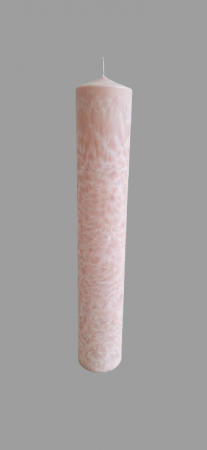 Lumanare naturala D6xH35 cm "Flori de gheata" culoare ROZ [1]