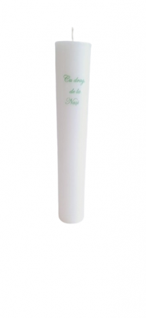 Lumanari Botez Handmade - Lumânare personalizată „Cu drag de la nași” – verde D5.6XH35 cm