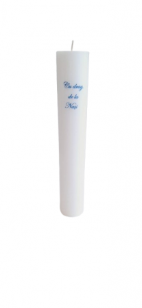 Lumanari Botez Handmade - Lumânare personalizată „Cu drag de la nași” – albastru D5.6XH35 cm