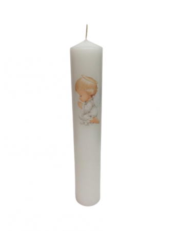 Lumanari Botez Handmade - Lumanare Scurta Botez Ingeras - D6xH35 Cm