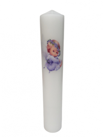 Lumanari Botez Handmade - Lumanare scurta D6xH35 cm Ingeras mov