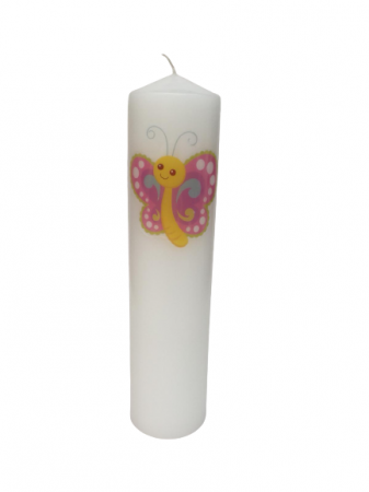 Lumanari Botez Handmade - Lumanare scurta D7xH30 cm Fluturas