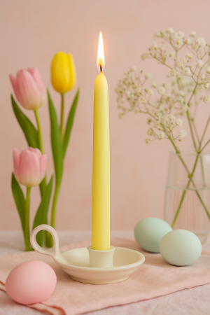 Lumanari Decorative de Craciun - Lumanare sfesnic Galben D2.2xH25 cm - 4 bucati