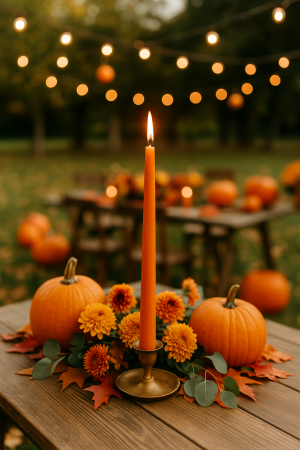 Lumanari Decorative de Craciun - Lumanare sfesnic Portocaliu D2.2xH25 cm - 4 bucati