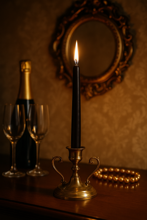 Lumanari Decorative de Craciun - Lumanare sfesnic Negru D2.2xH25 cm - 4 bucati