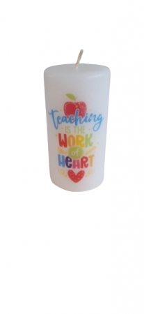 Back to school - Lumanare "Teaching is the work of heart" D5.2xH9.7 cm