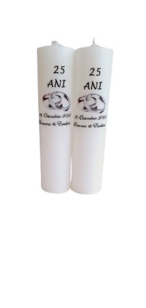 Lumânări Nunta de Argint – Model Personalizat D7xH30– 25 Ani [1]