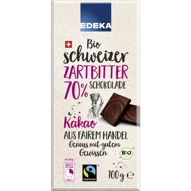 Ciocolată neagră elvețiană organică 70% - Edeka - 100 g [1]