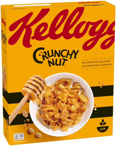Cereale Fulgi de porumb, miere si arahide Kelloggs Crunchy Nut 330g [1]