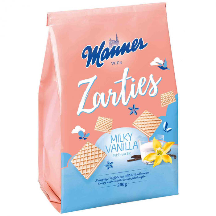 Manner Zarties Milky Vanilla 200g Vafe crocante cu lapte si crema de vanilie [1]