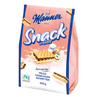 Manner Snack Mini - Napolitane lapte si alune - 300g [1]
