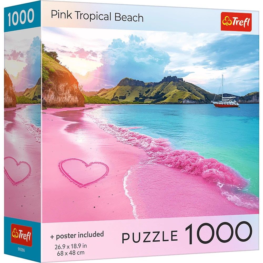 Jucării și Jocuri pentru copii - Puzzle trefl 1000 colectia sua plaja tropicala roz poster inclus
