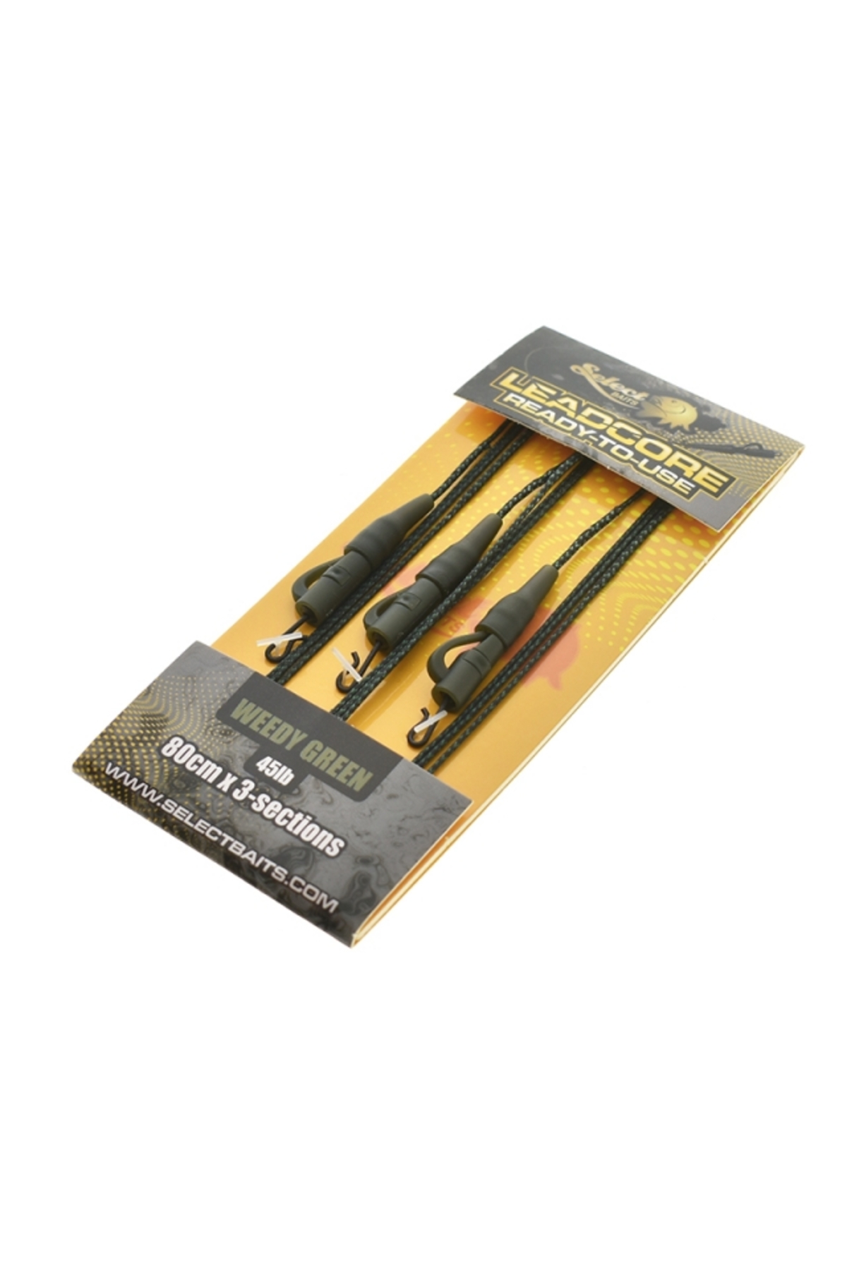 Select Baits Lead Clip Leadcore Leaders 80cm - 45lb - Weed Green [1]
