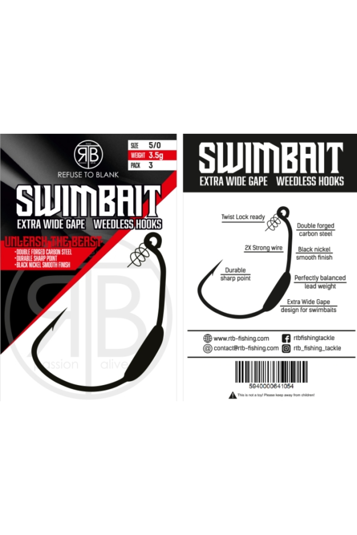 Carlige RTB EWG Swimbait Weighted Hooks 5/0 - 3.5g [1]