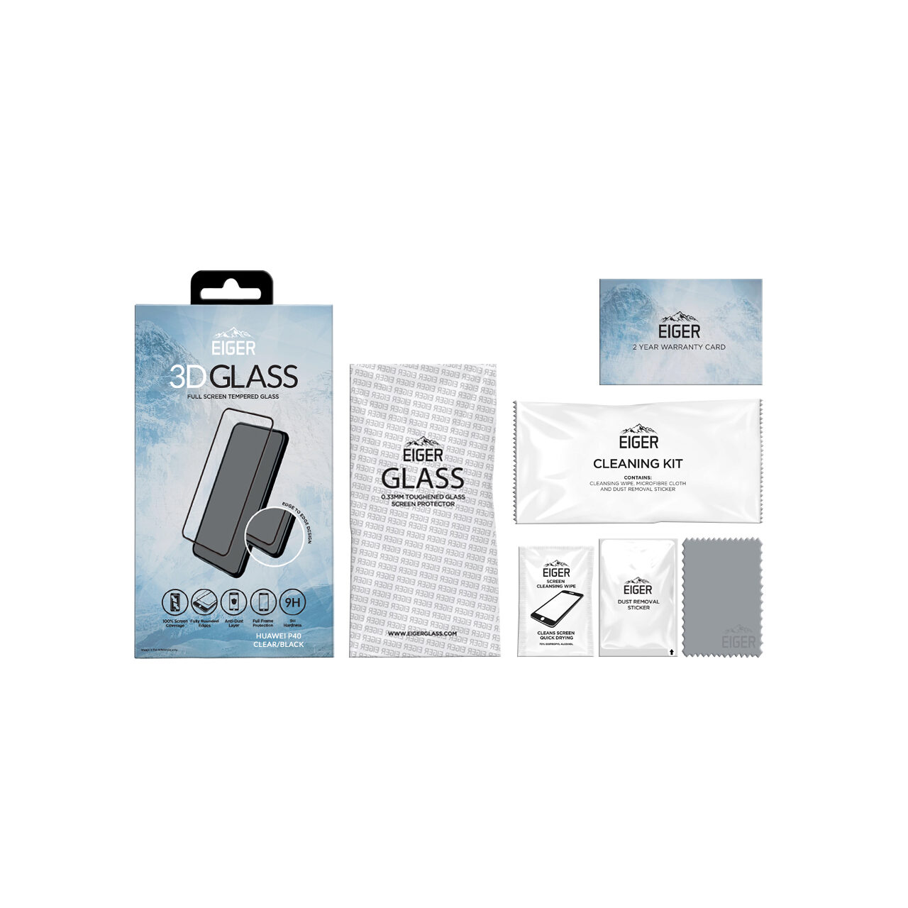 Folie Huawei P40 Eiger Sticla 3D Edge to Edge Clear Black [3]