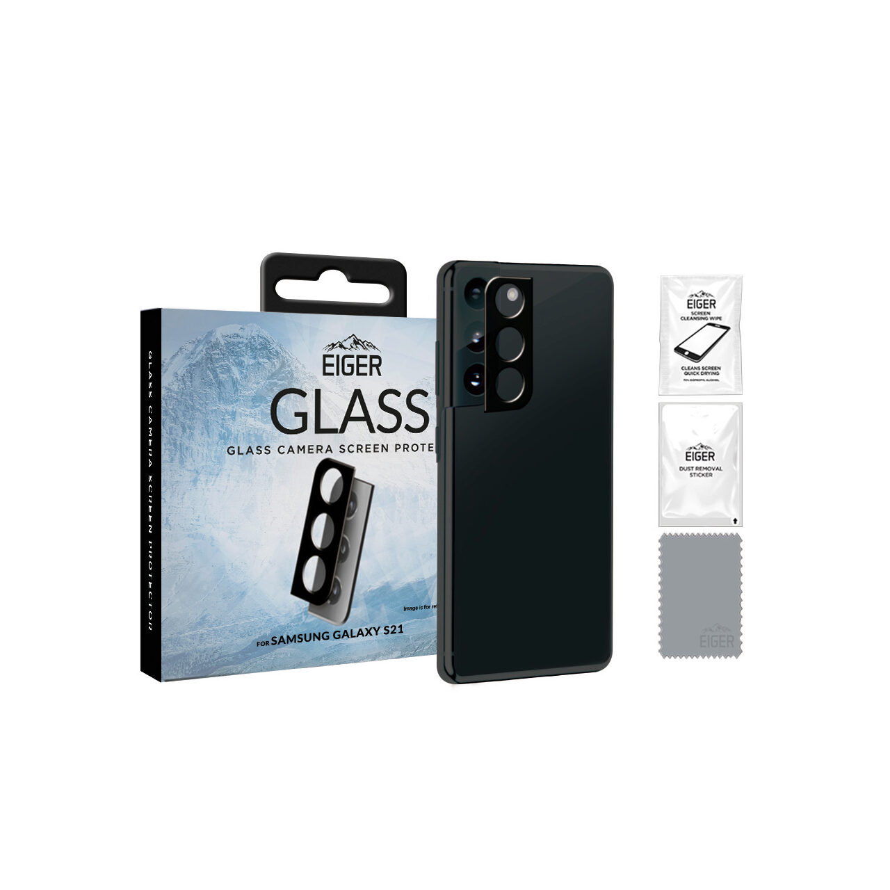 Folii Telefoane - Lentile Camera Samsung Galaxy S21 Eiger 2.5D Glass Clear Black
