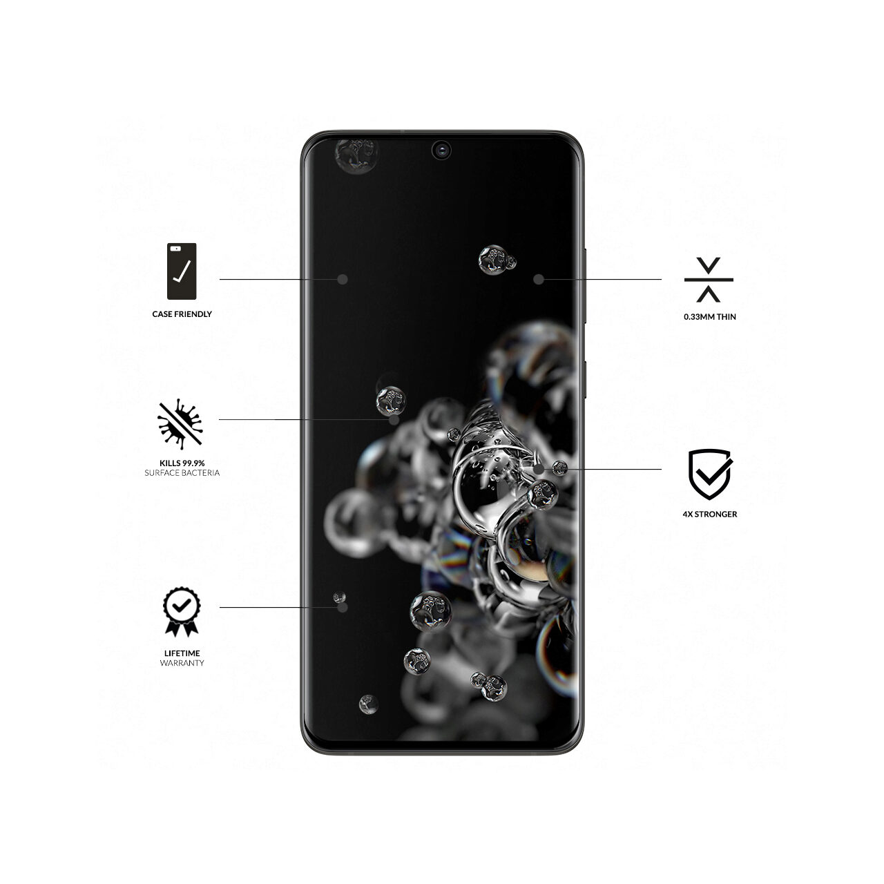Folie Samsung Galaxy S20 Ultra Eiger Sticla 3D Ultra + Case Friendly Clear Black [2]