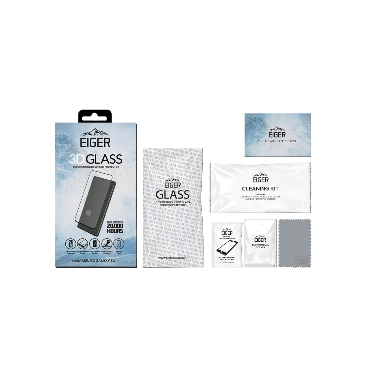 Folie Samsung Galaxy S21 Plus Eiger Sticla 3D Case Friendly Clear Black [2]