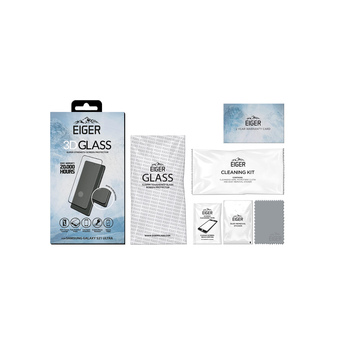 Folie Samsung Galaxy S21 Ultra Eiger Sticla 3D Edge to Edge Clear Black [1]