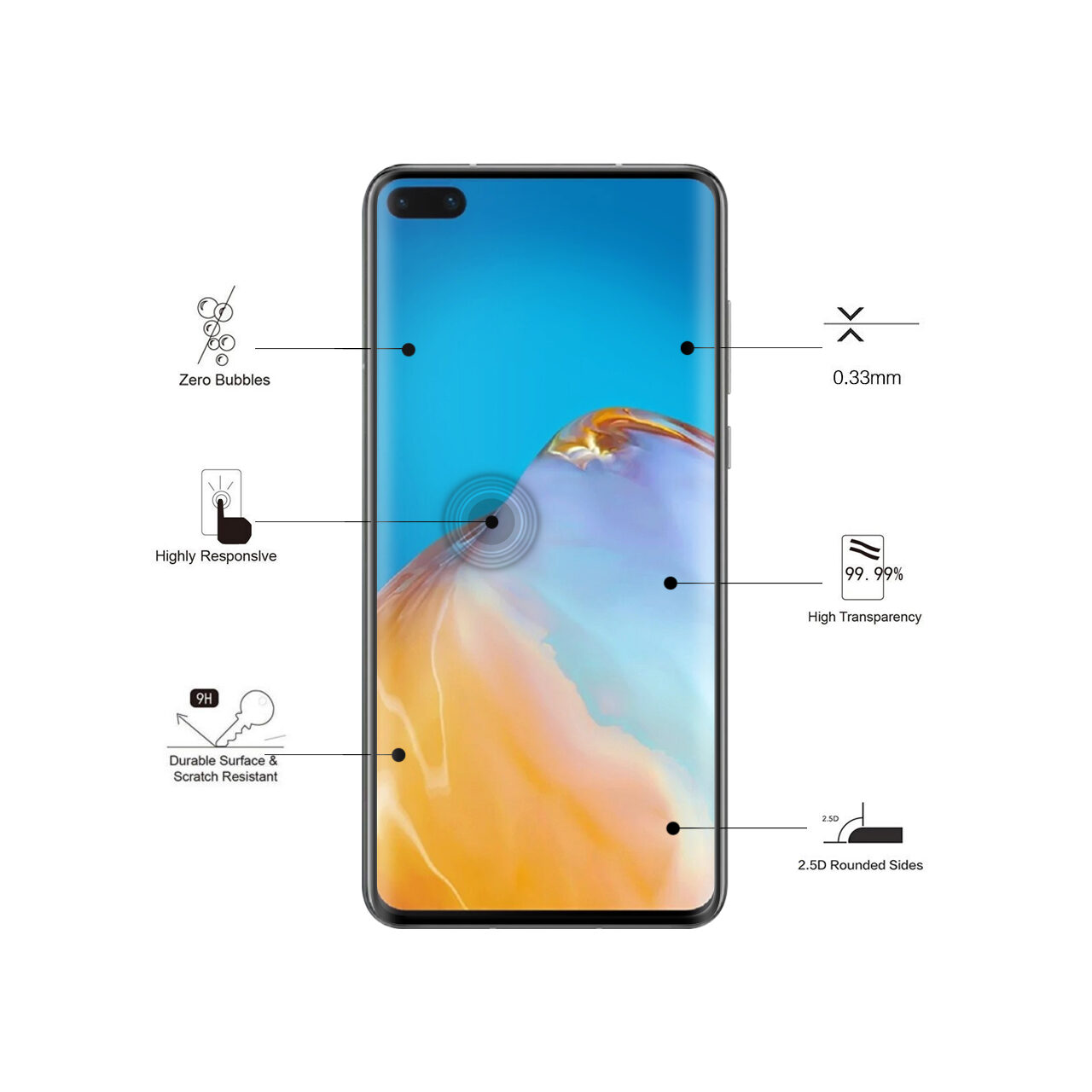 Folii Telefoane - Folie Huawei P40 Eiger Sticla 3D Edge to Edge Clear Black