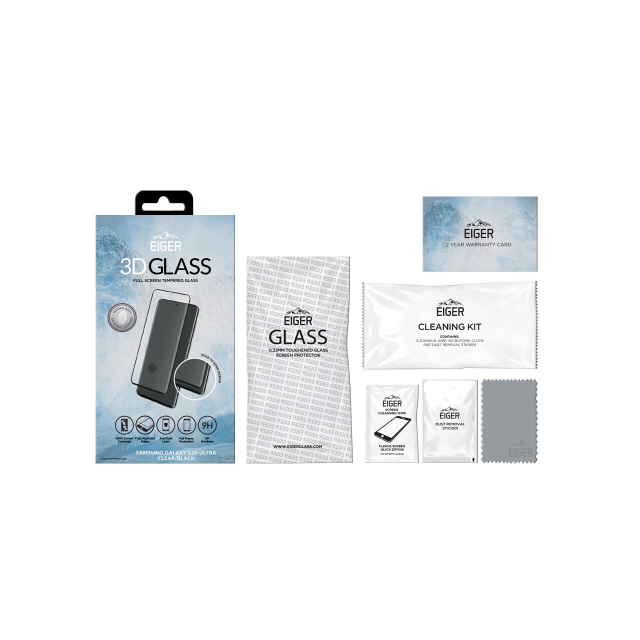 Folie Samsung Galaxy S20 Ultra Eiger Sticla 3D Edge to Edge Clear Black [1]
