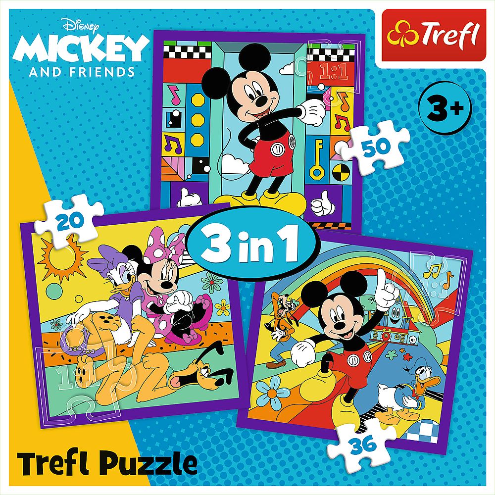 Puzzle trefl 3in1 mickey mouse si prietenii mickey si echipa lui vesela [5]