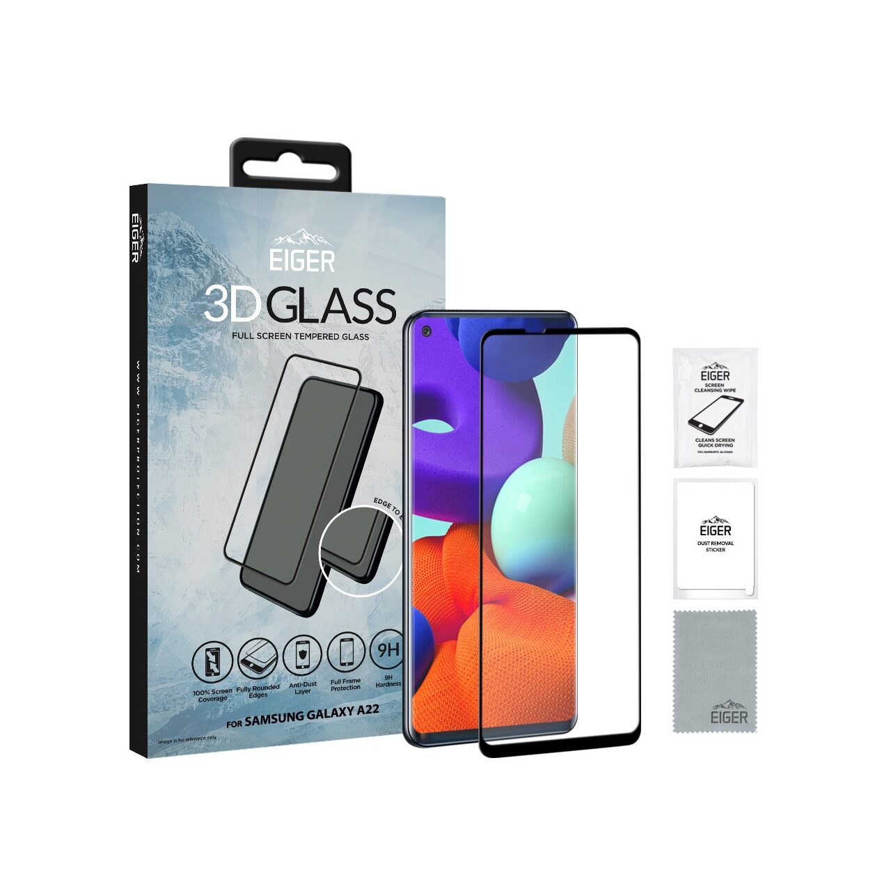 Folii Telefoane - Folie Samsung Galaxy A22 5G Eiger Sticla 3D Edge to Edge Clear Black Samsung Galaxy A22 5G