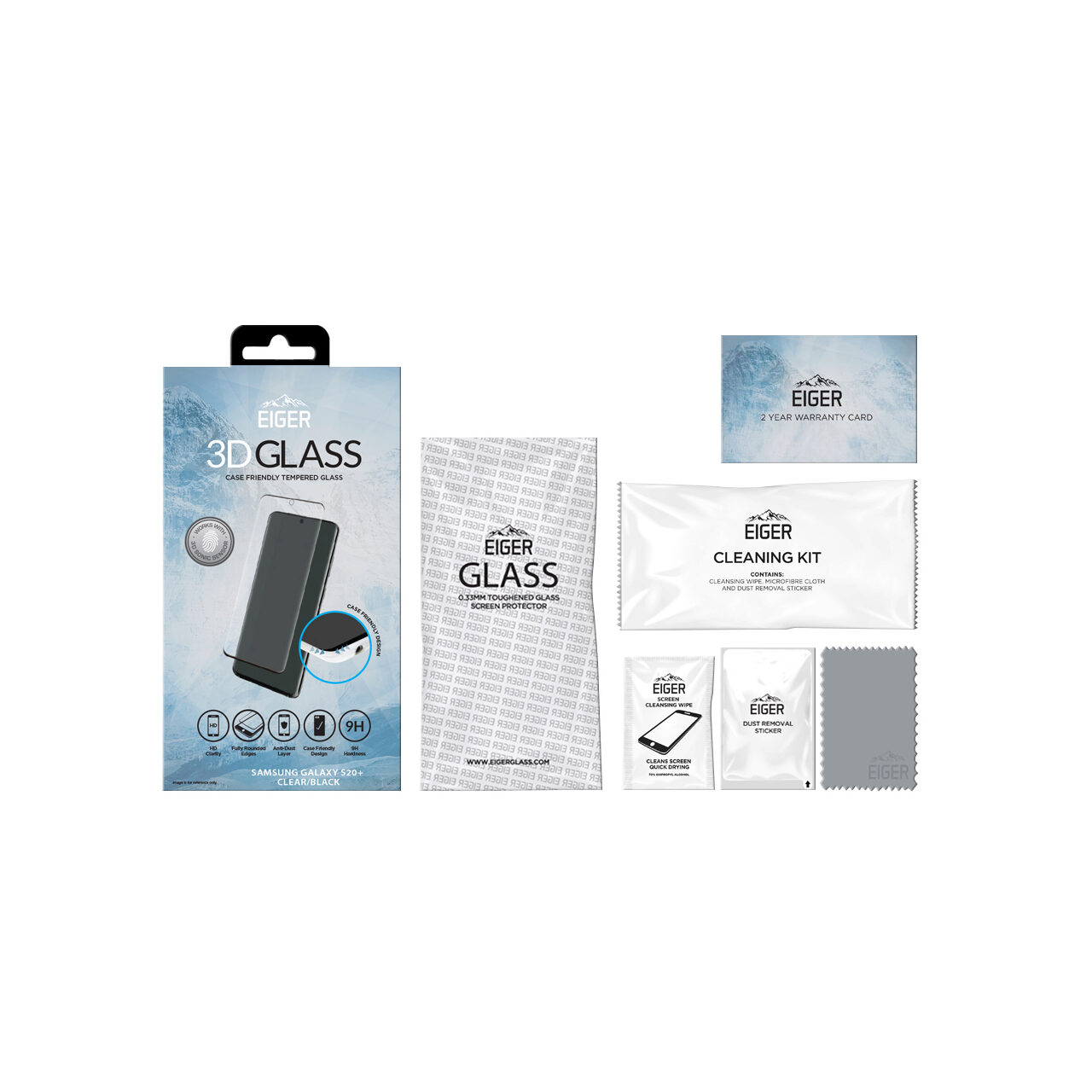 Folie de Sticla Samsung Galaxy S20 Plus Eiger 3D Case Friendly Clear Black [1]