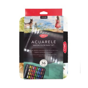 Art & Craft si Artizanat - Acuarele 36 culori cutie metalica daco ar136