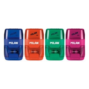 Rechizite Școlare - Ascutitoare cu radiera compact milan 4703116 16 buc