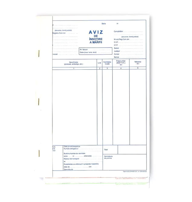 Registre și cuburi de hârtie - Aviz de insotire a marfii a4 3 exemplare