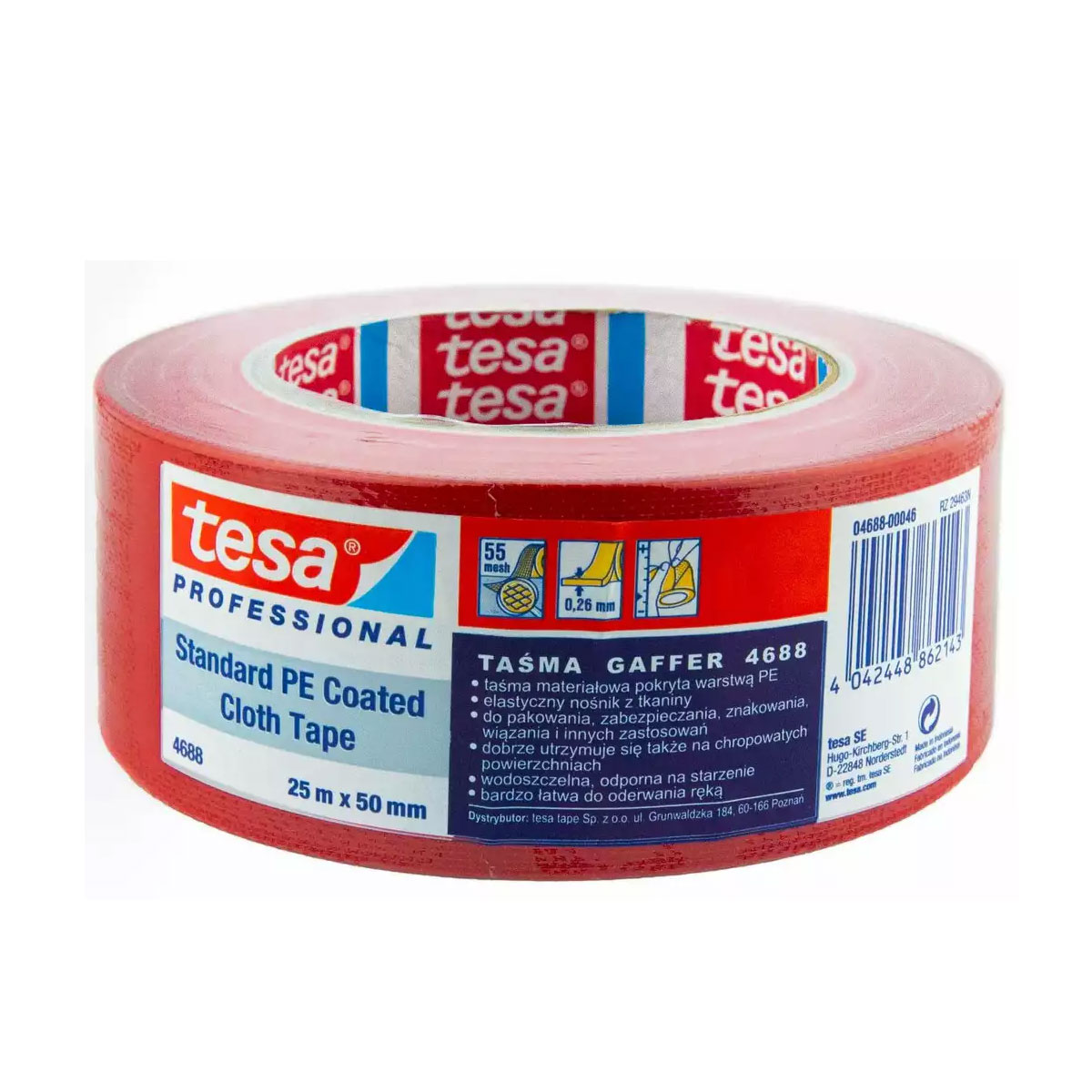 Banda adeziva textila rosie 25m*50mm tesa [0]