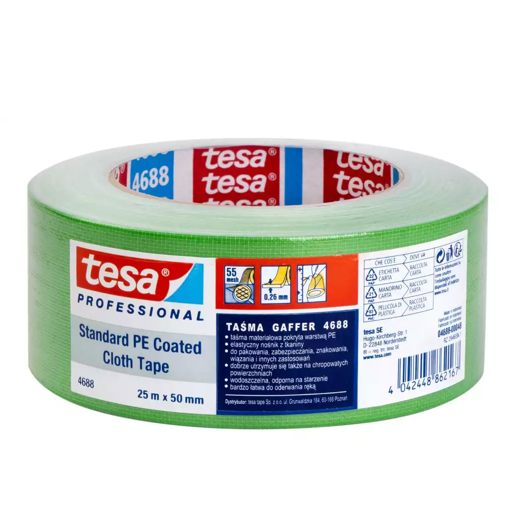 Banda adeziva textila verde 25m*50mm tesa [0]