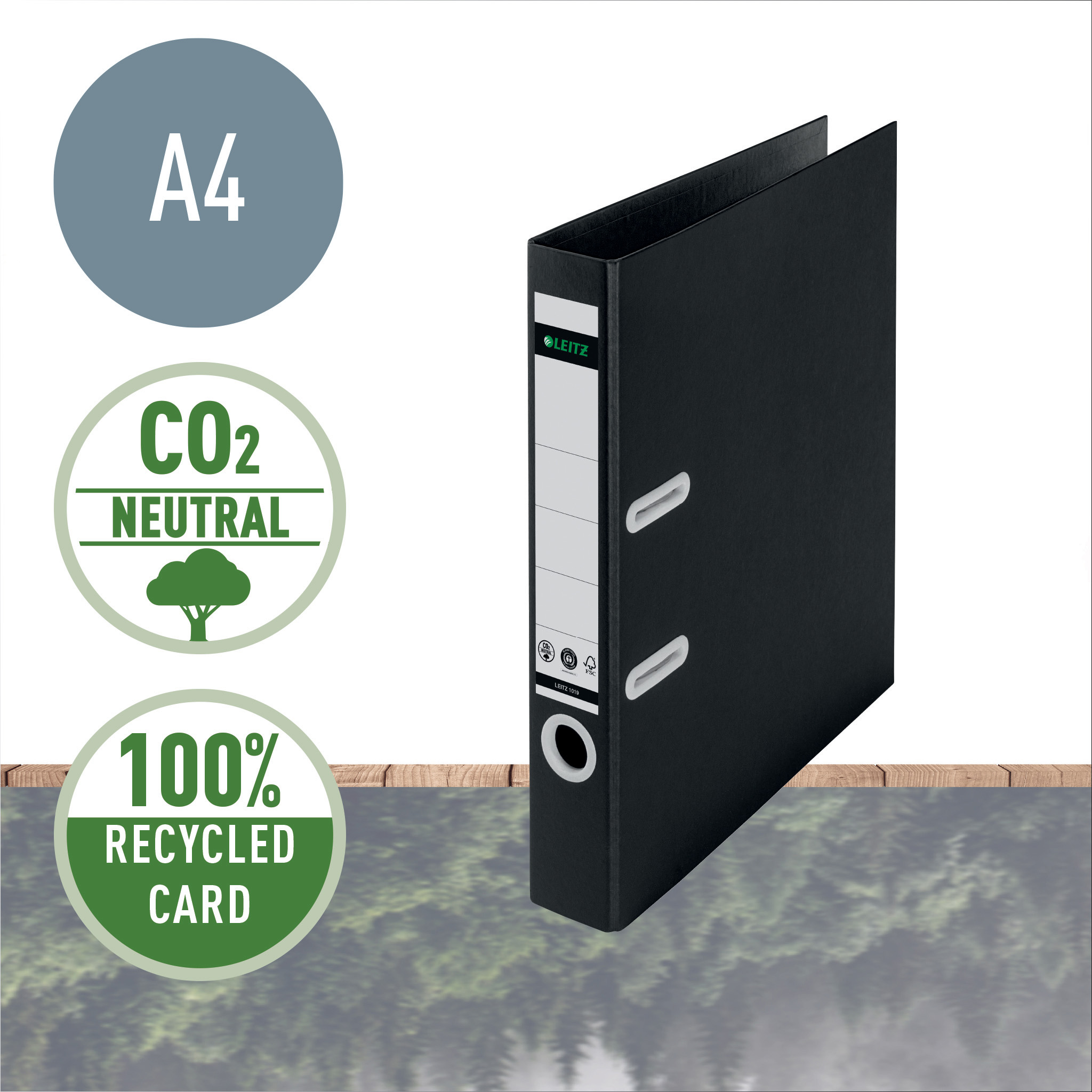 Biblioraft plastifiat 5cm 180grade negru recycle fsc leitz [1]