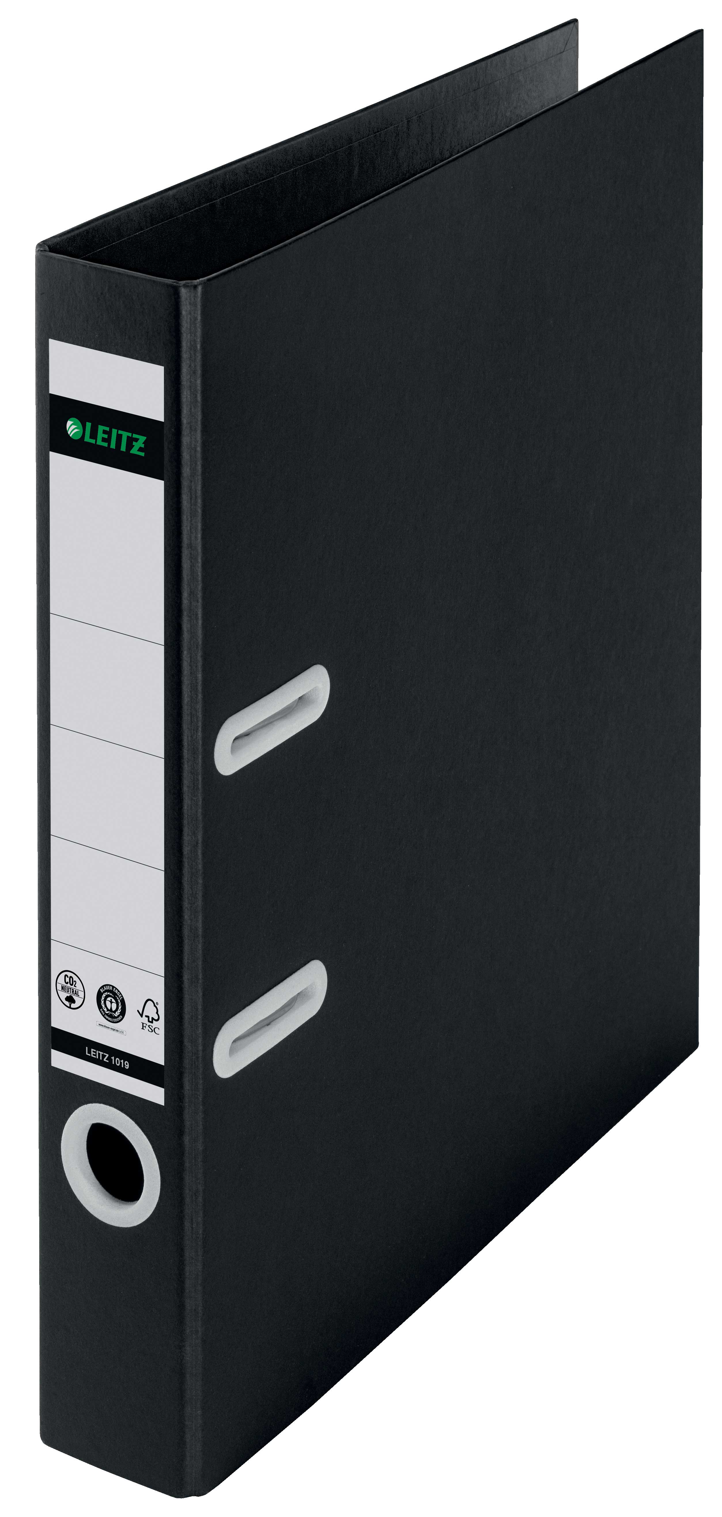 Bibliorafturi - Biblioraft plastifiat 5cm 180grade negru recycle fsc leitz