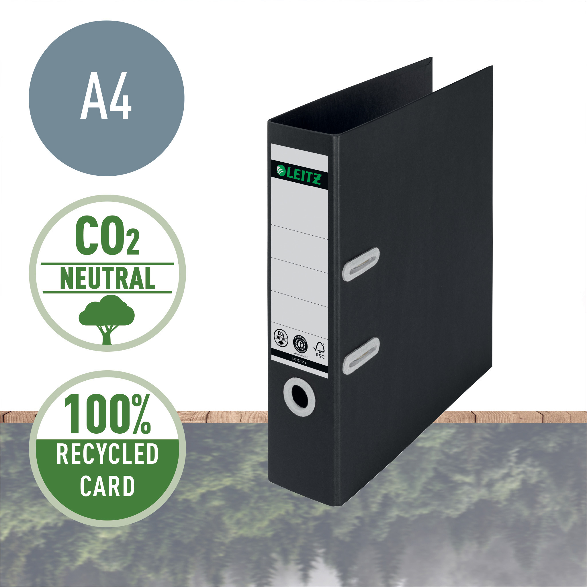 Biblioraft plastifiat 8cm 180grade negru recycle fsc leitz [1]