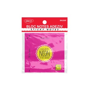 Birotică și Papetărie - Bloc notes adeziv 76x76 fucsia neon daco bn200f