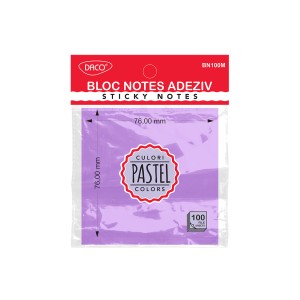 Birotică și Papetărie - Bloc notes adeziv 76x76 mov pastel daco bn100m