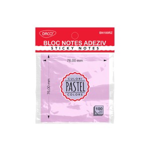 Birotică și Papetărie - Bloc notes adeziv 76x76 roz pastel daco bn100rz