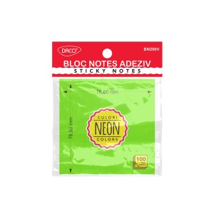 Birotică și Papetărie - Bloc notes adeziv 76x76 verde neon daco bn200v