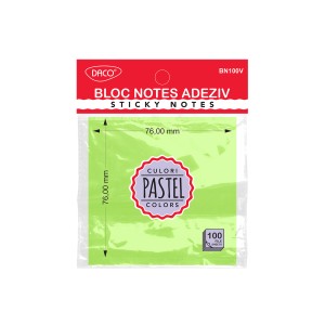 Birotică și Papetărie - Bloc notes adeziv 76x76 verde pastel daco bn100v