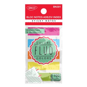 Birotică și Papetărie - Bloc notes adeziv index plastic 5 cul 45x12 daco bn301