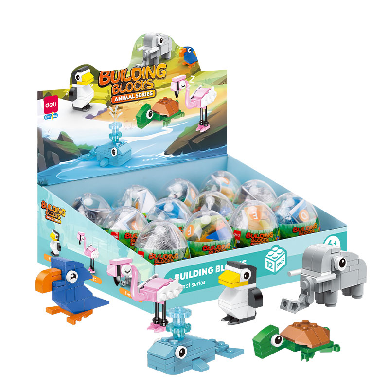 Jucării și Jocuri pentru copii - Blocuri constructii tip lego model animale asortate deli